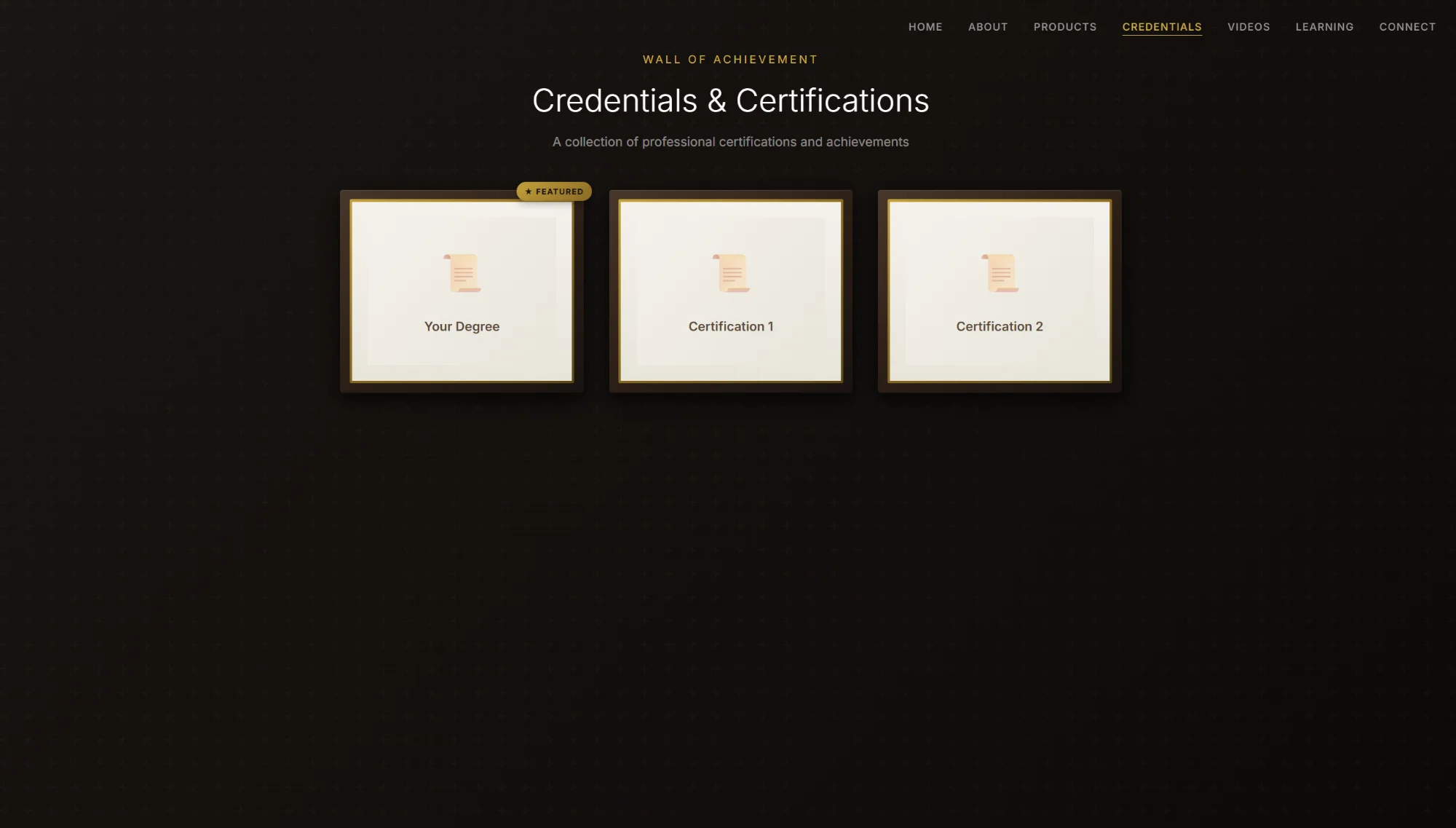 Credentials Page
